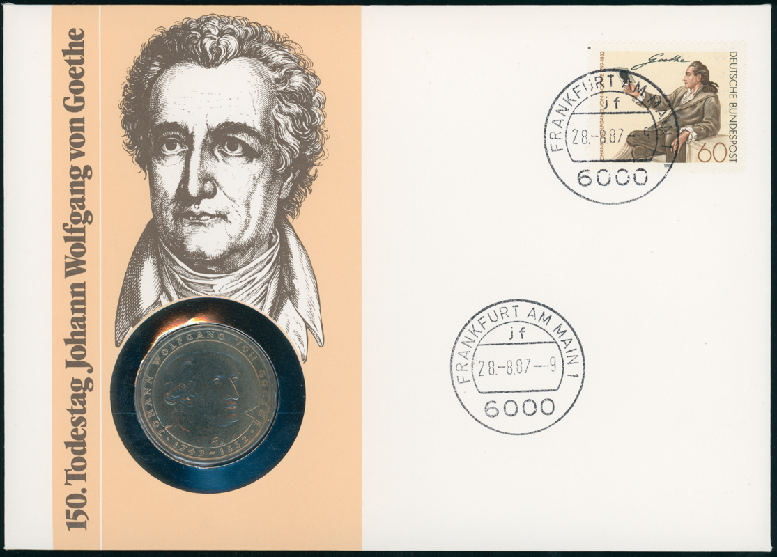 BRD 1982/1987 Numisbrief 150. Todestag Johann Wolfgang von Goethe