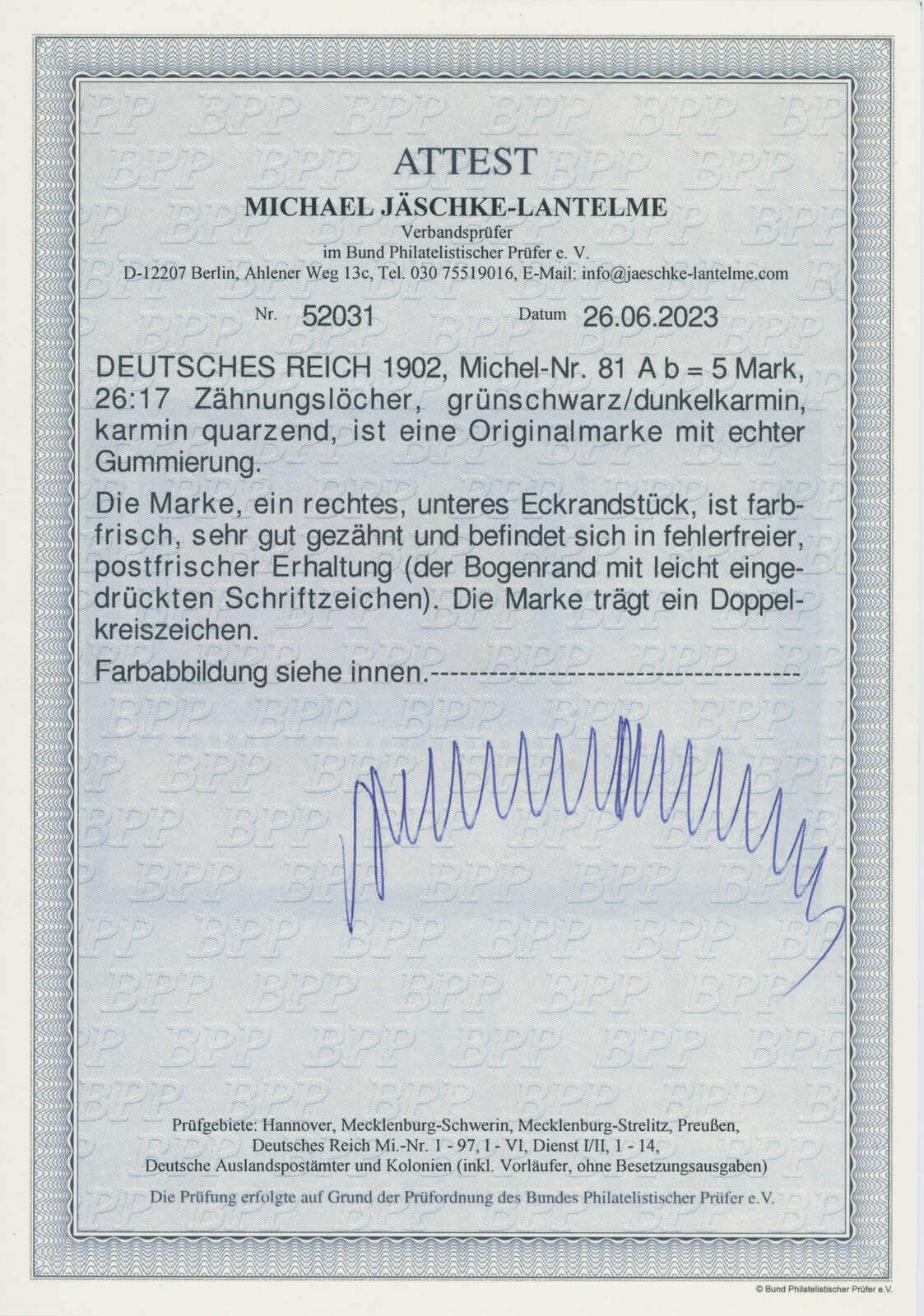 Deutsches Reich 1902 MiNr. 81 A b
