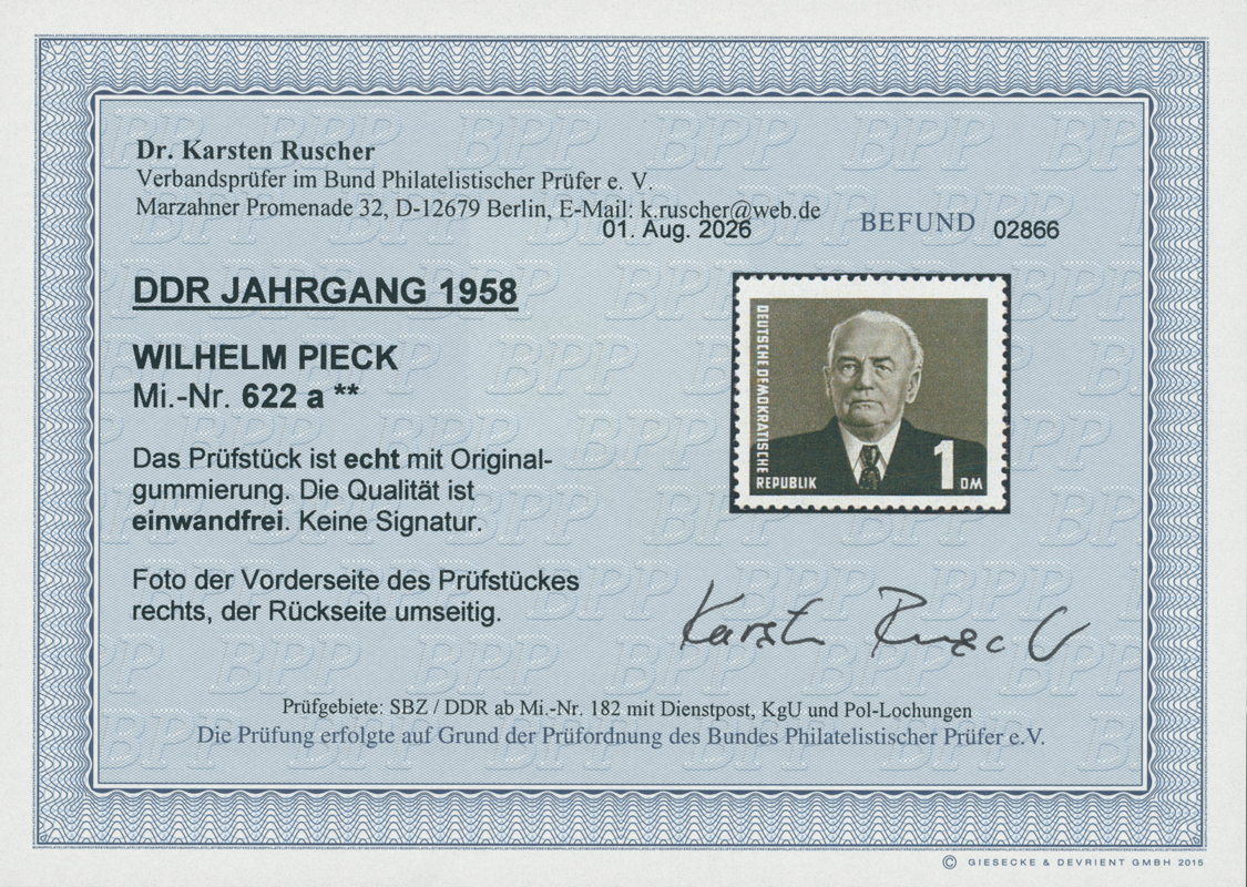 DDR 1957 MiNr. 622 a gute Farbe