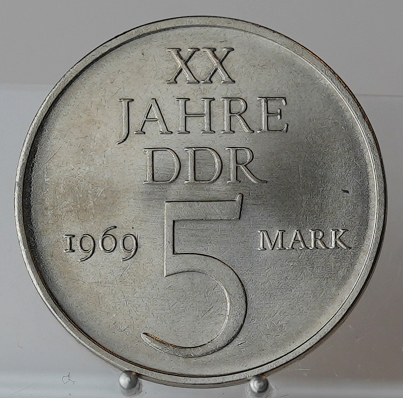 DDR 5 Mark 1969 20 Jahre DDR Nickelprobe