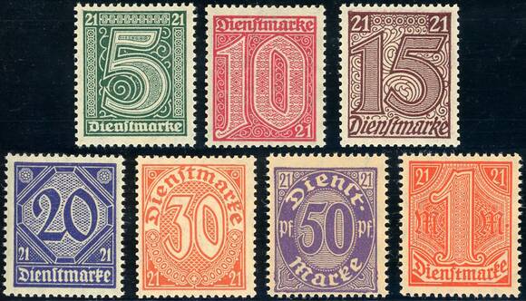 DR DIENST 1920 MiNr. 16-22 DR DIENST 1920 MiNr. 16-22