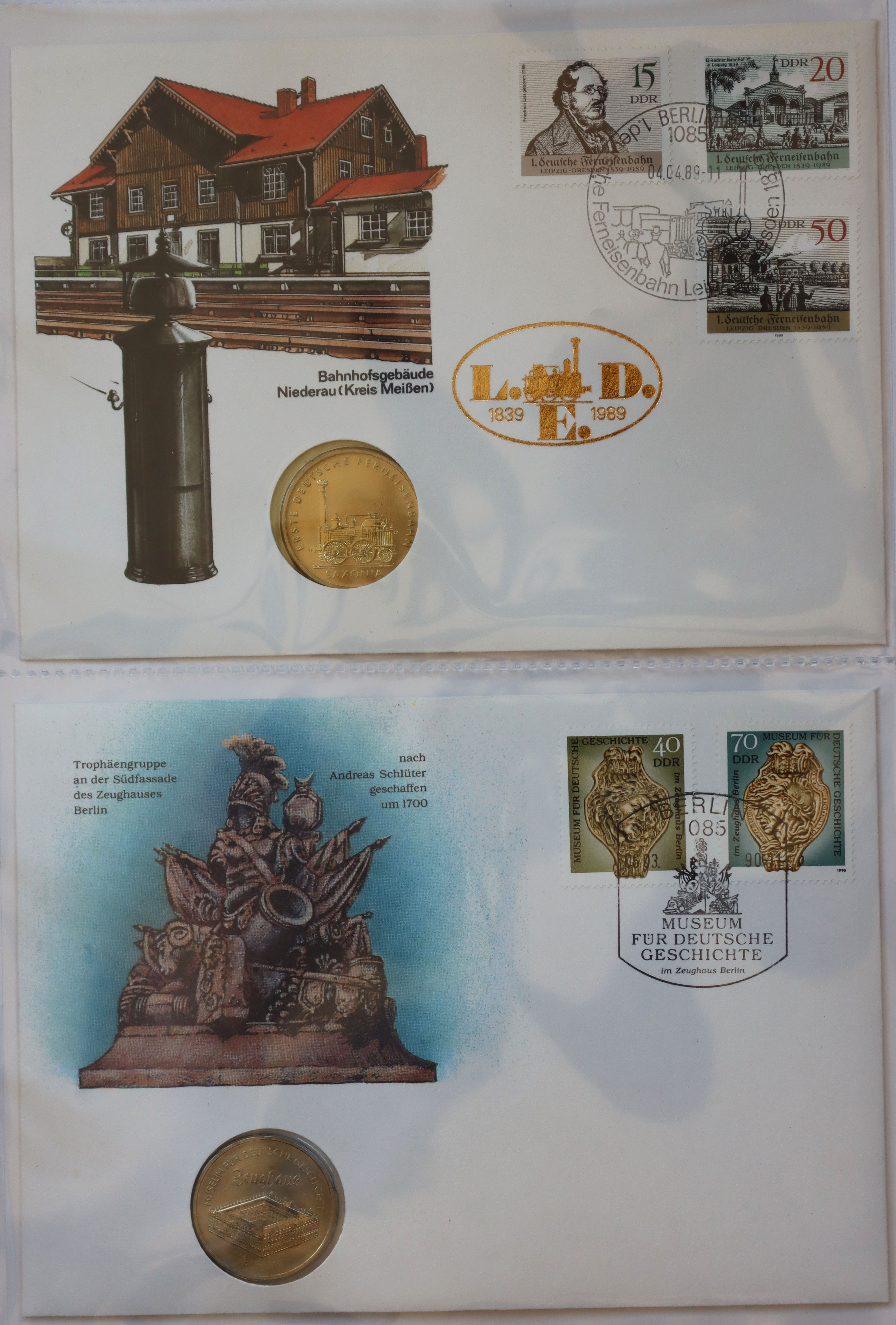 DDR 1984-1995 Sammlung mit 21 Numisbriefen mit DDR Gedenkmünzen