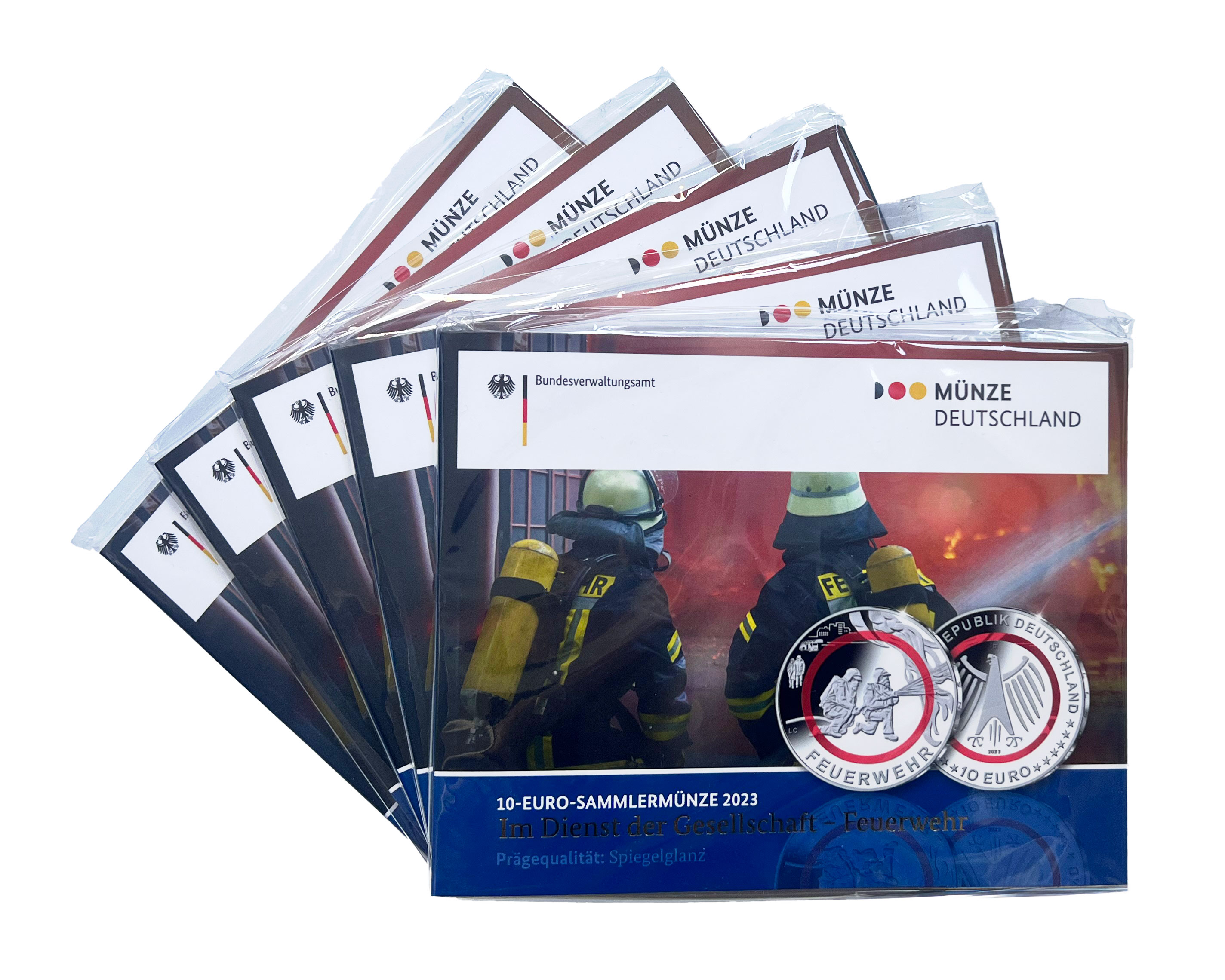 BRD 2023 5 x 10 Euro Polymer Im Dienst der Gesellschaft - Feuerwehr - PP