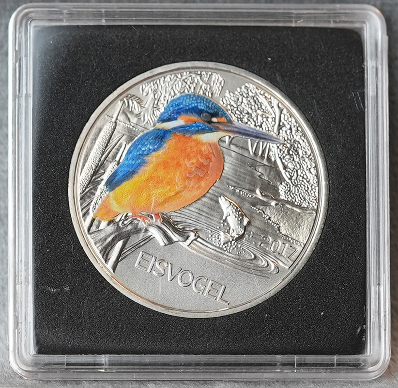 ÖSTERREICH 3 Euro 2017 Tiertaler Tiere aus aller Welt - Eisvogel