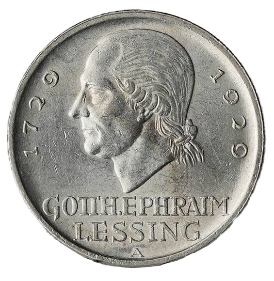 WEIMAR 5 Reichsmark, 1929 A, Lessing, Jaeger 336