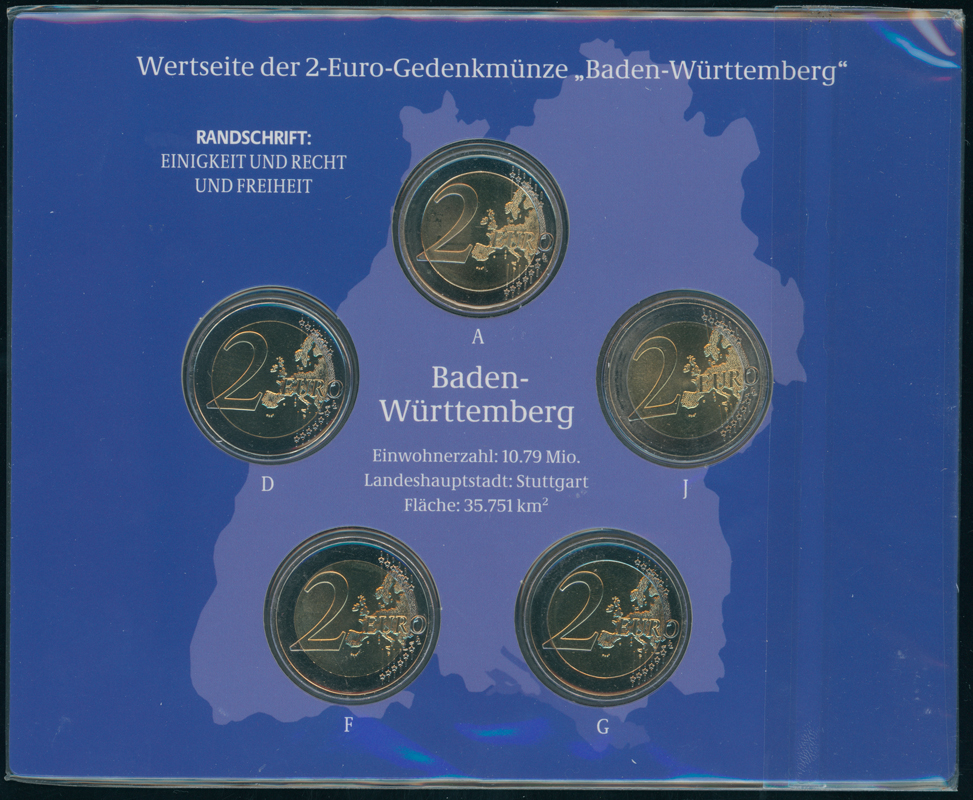 BRD 2013 Serie Bundesländer Baden-Württemberg 5 x 2 Euro