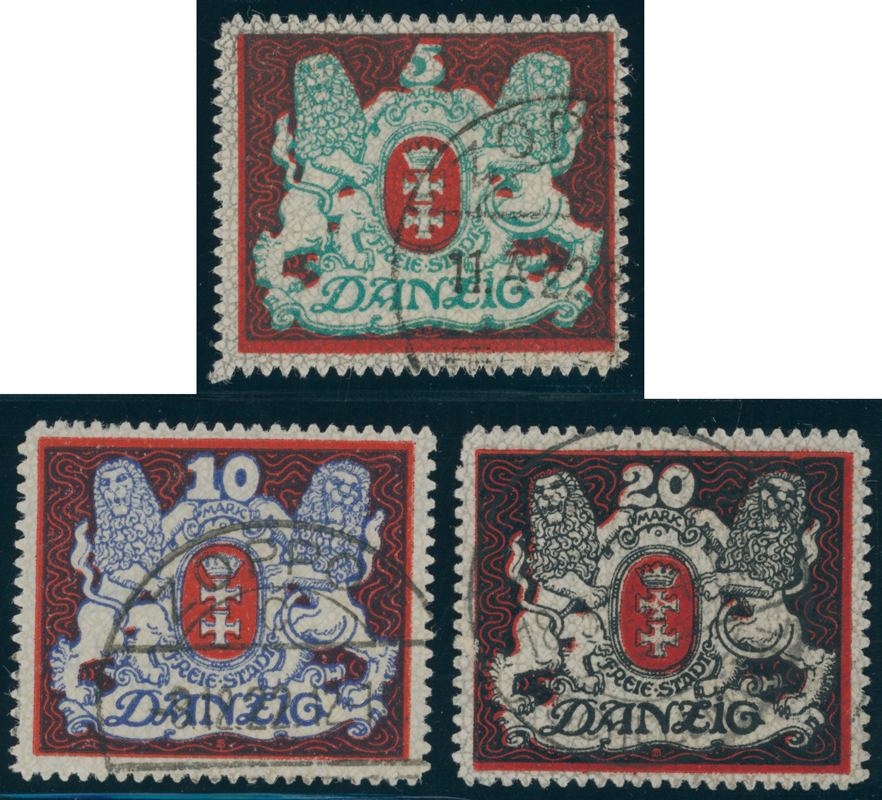DANZIG 1921 MiNr. 87-89 X