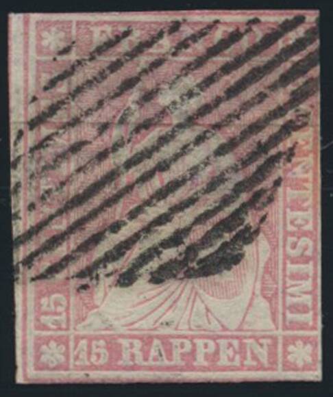 SCHWEIZ 1856 MiNr. 15 II A zm Seidenpapier SCHWEIZ 1856 MiNr. 15 II A zm Seidenpapier