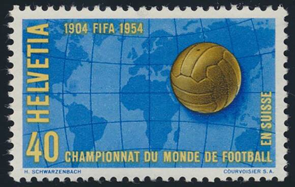 SCHWEIZ 1954 MiNr. 596 II Plattenfehler 'Schatten über Kuba' SCHWEIZ 1954 MiNr. 596 II Plattenfehler 'Schatten über Kuba'