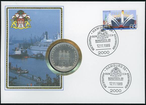 BRD 1989/1989 Numisbrief 800 Jahre Hamburger Hafen