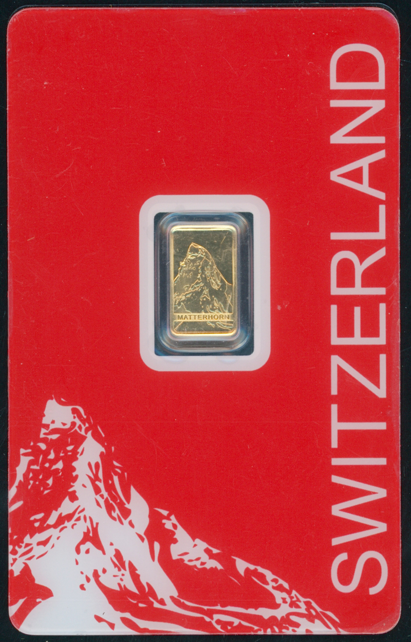 GOLDBARREN 1 Gramm Feingold Switzerland Matterhorn