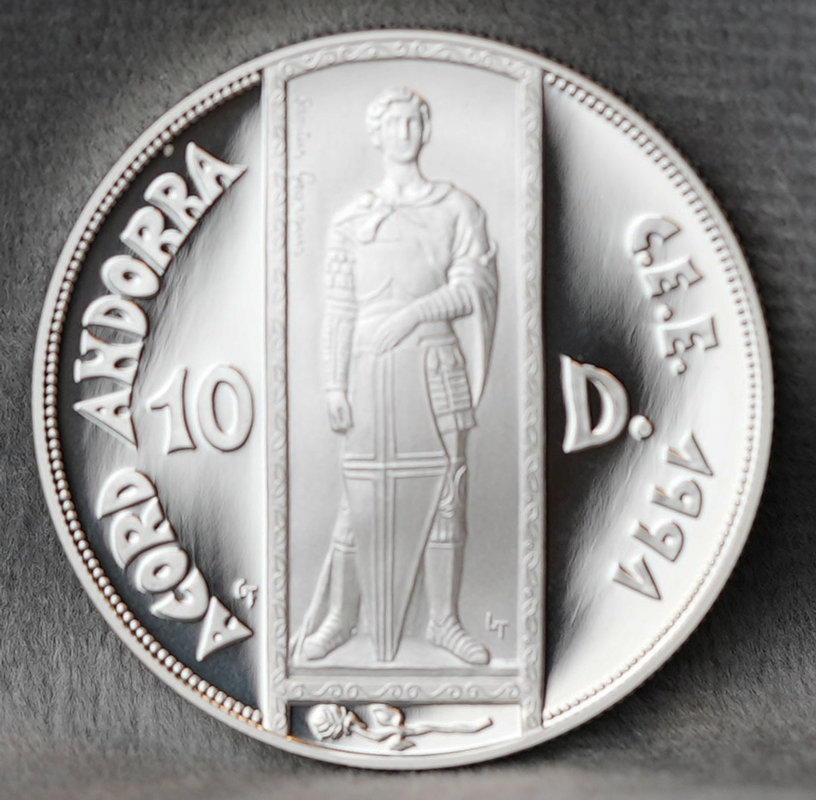 ANDORRA 10 Diners Silber 1993 2 Jahre Zollunion mit der EU