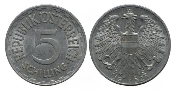 ÖSTERREICH 5 Schilling 1952
