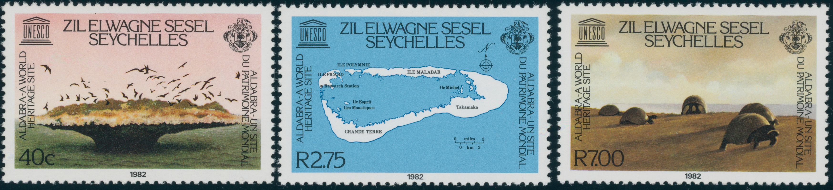 SEYCHELLEN-ÄUßERE SEYCHELLEN 1982 MiNr. 40-42