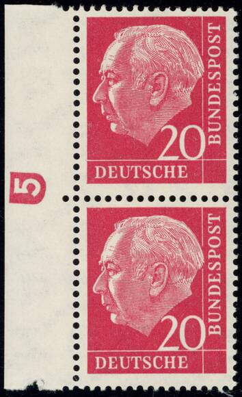 BRD 1954 MiNr. 185 x W DZ Druckerzeichen '5' negativ