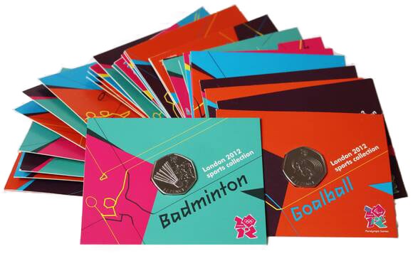 GROSSBRITANNIEN 29 x 50 Pence London 2012 Sports collection