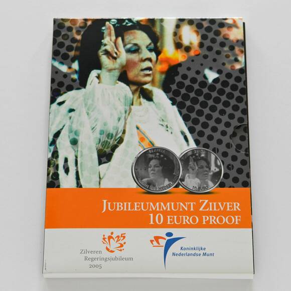 NIEDERLANDE 2005, 10 Euro Silber 25. Jahrestag der Thronbesteigung