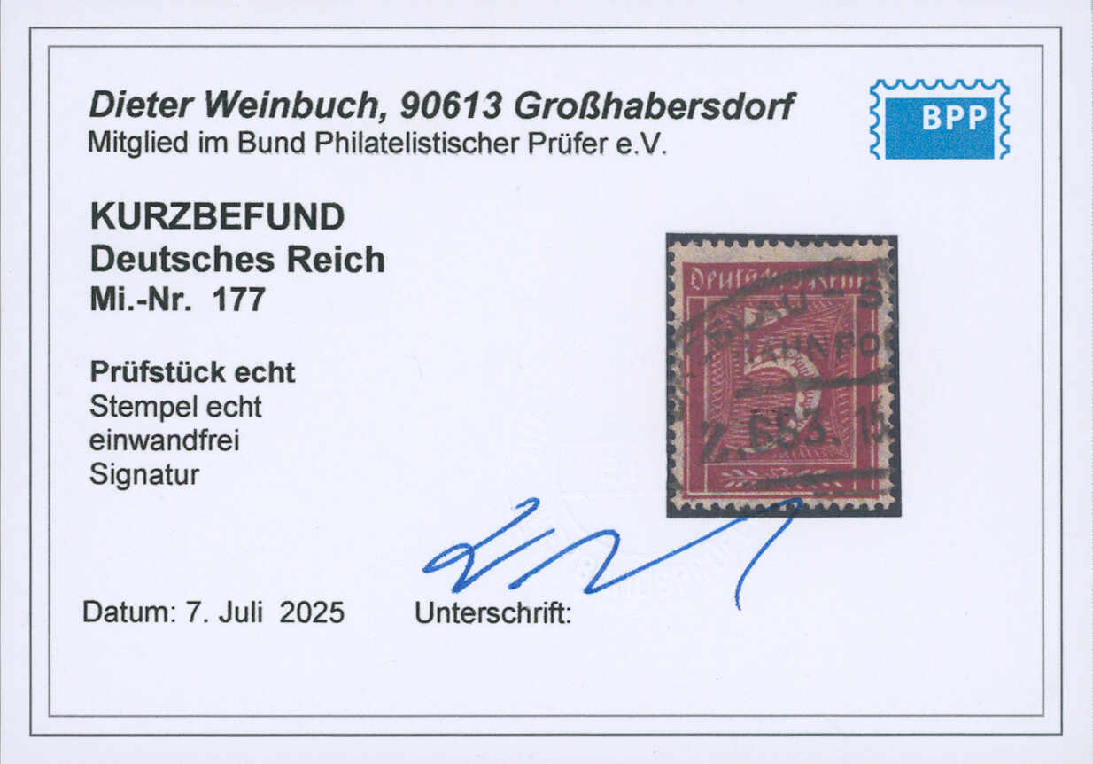 Deutsches Reich 1922 MiNr. 177