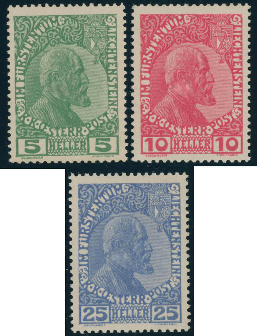 LIECHTENSTEIN 1912, MiNr. 1-3 y mit 3 y b