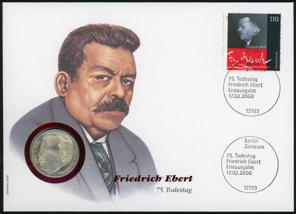 BRD 1975/2000 Numisbrief Friedrich Ebert 75. Todestag