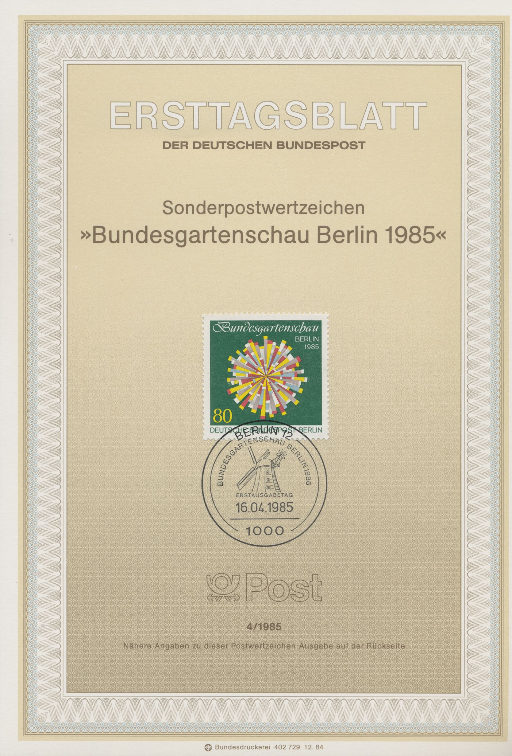 Berlin Ersttagsblätter Jahrgang 1985