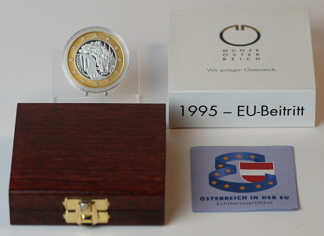 ÖSTERREICH 500 Schilling 1995 Bimetall Gold-Silber EU-Beitritt