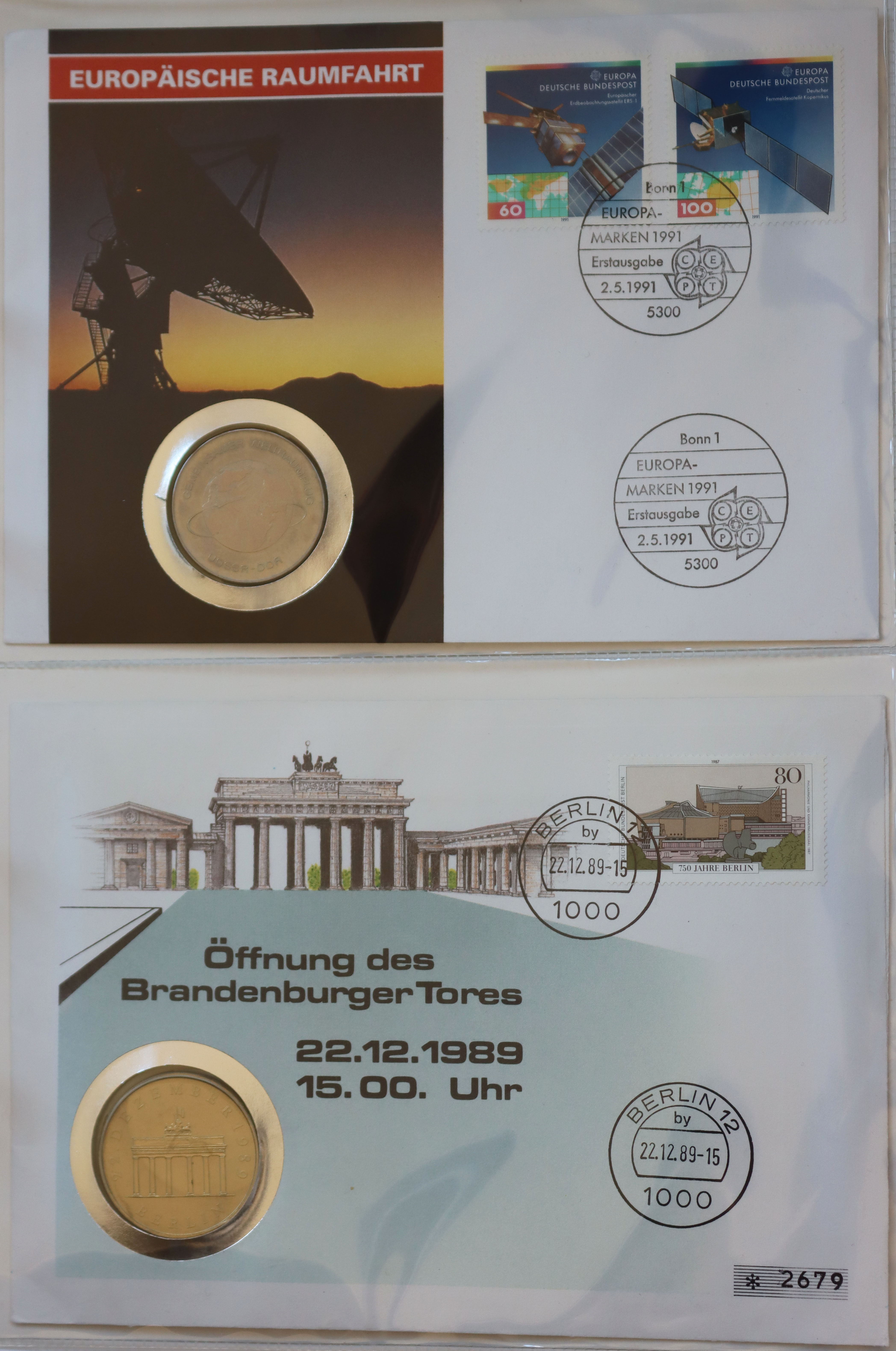 DDR 1984-1995 Sammlung mit 21 Numisbriefen mit DDR Gedenkmünzen
