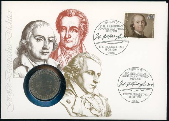 BRD 1982/1994 Numisbrief Große Deutsche Dichter BRD 1982/1994 Numisbrief Große Deutsche Dichter