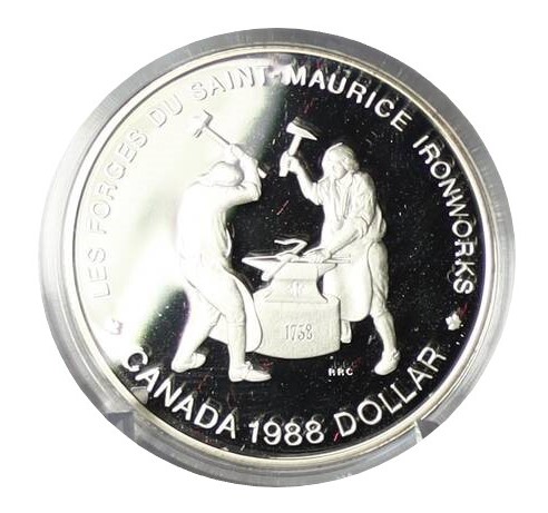 KANADA 1988 1 Silberdollar 250 Jahre Eisenproduktion in Kanada