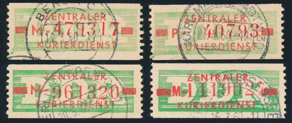 DDR-Dienst B 30, Lot 4 Stück verschiedene Buchstaben