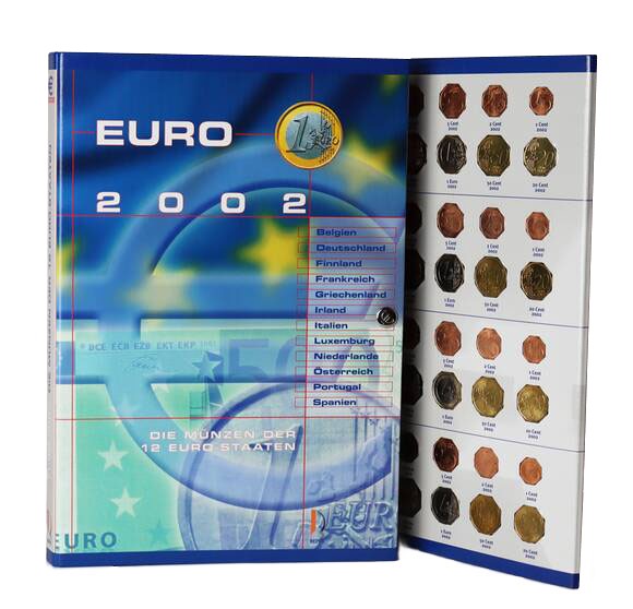EURO 2002 Einsteck-Sammelmappe für 12 Euro-Kursmünzsätze