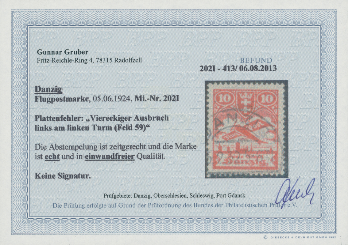 DANZIG 1924 MiNr. 202 PF I