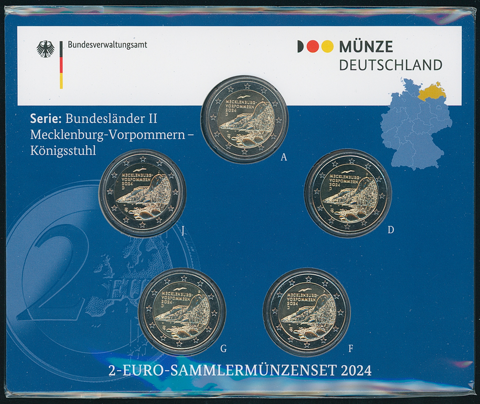 BRD 2024 Serie Bundesländer II 5 x 2 Euro Mecklenburg-Vorpommern BRD 2024 Serie Bundesländer II 5 x 2 Euro Mecklenburg-Vorpommern