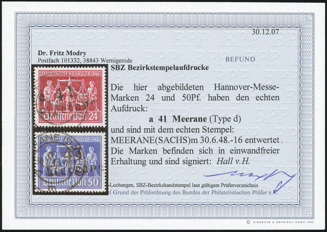 SBZ 1948 MiNr. IV a-b X
