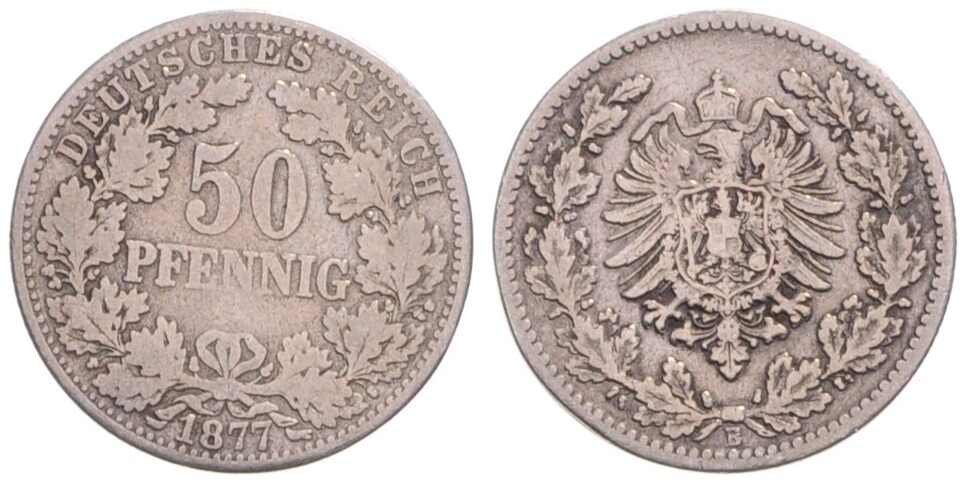 KAISERREICH 50 Pfennig 1877 B Jaeger 8