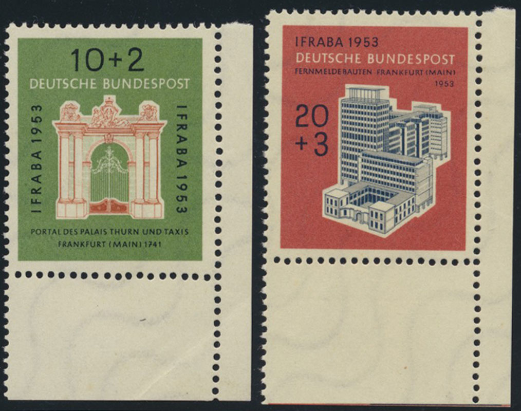 BRD 1953, MiNr. 171-172 Bogenecke unten rechts