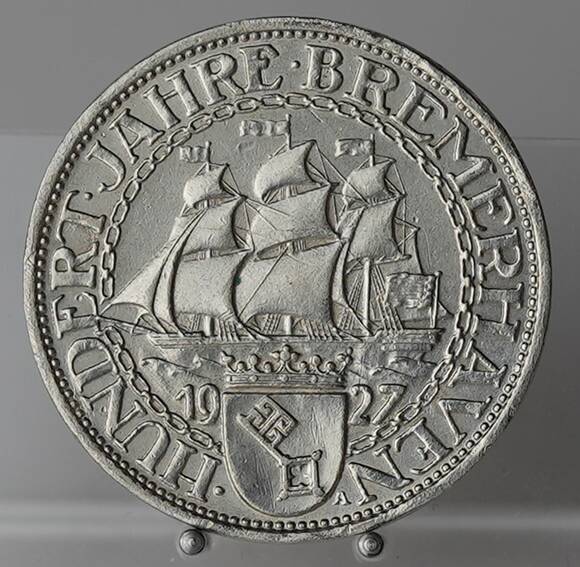 WEIMAR 3 Reichsmark 1927 A Bremerhaven