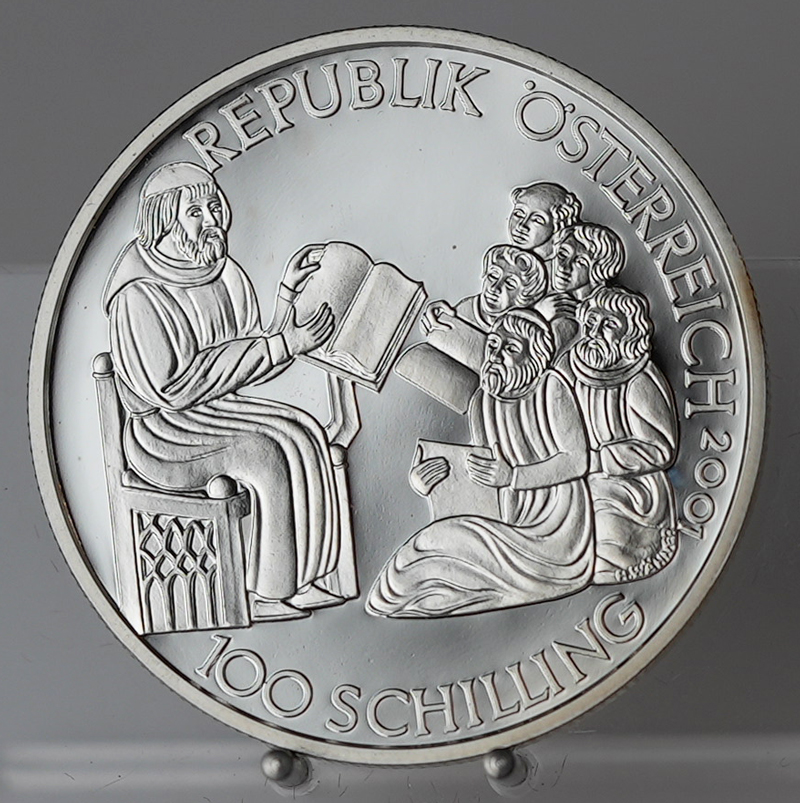 ÖSTERREICH 100 Schilling 2001 Das Mittelalter Herzog Rudolf IV. PP