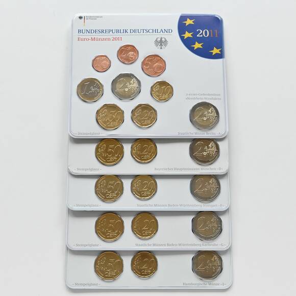 BRD 2011 Kursmünzsätze ADFGJ komplett