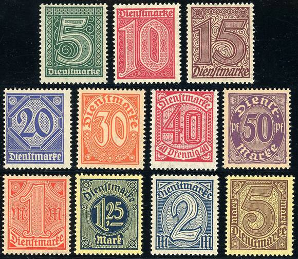 DR DIENST 1920 MiNr. 23-33 DR DIENST 1920 MiNr. 23-33