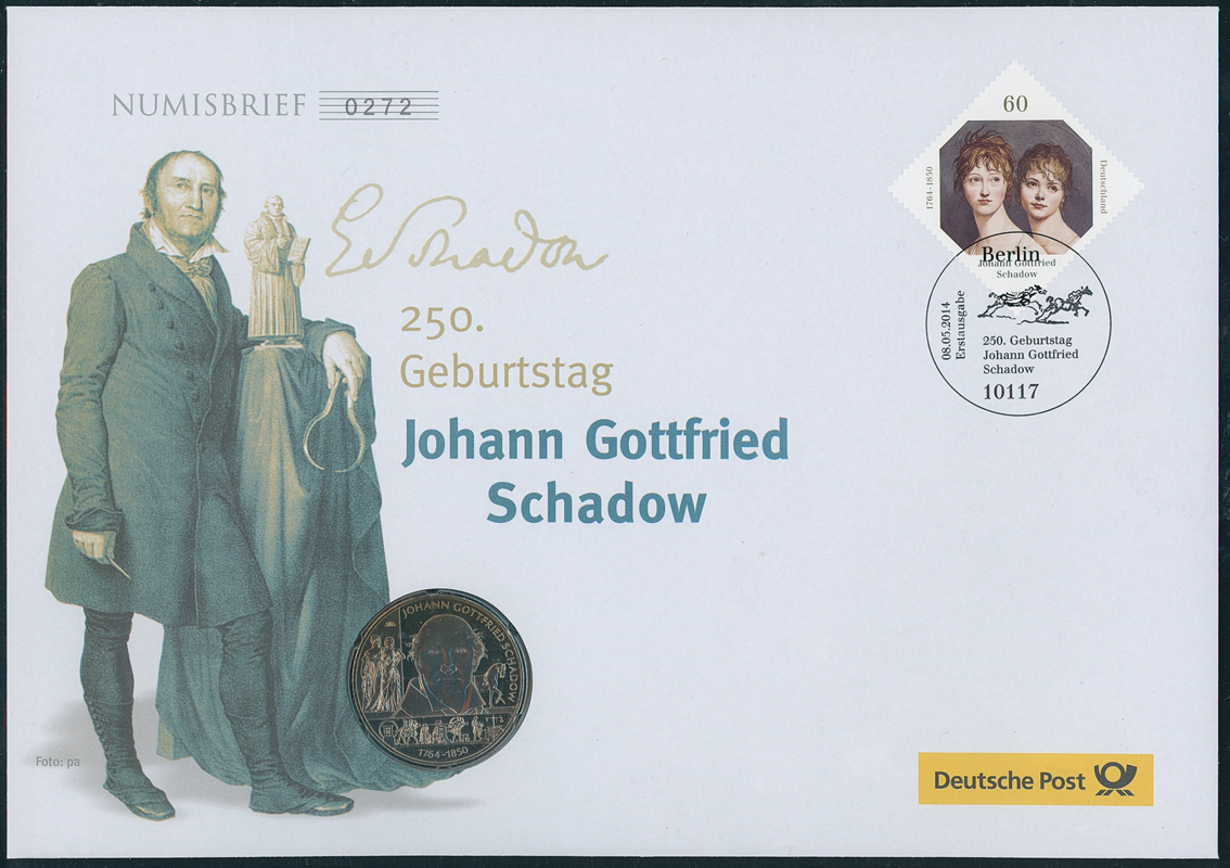 BRD 2014/2014 Numisbrief 250. Geburtstag Johann Gottfried Schadow