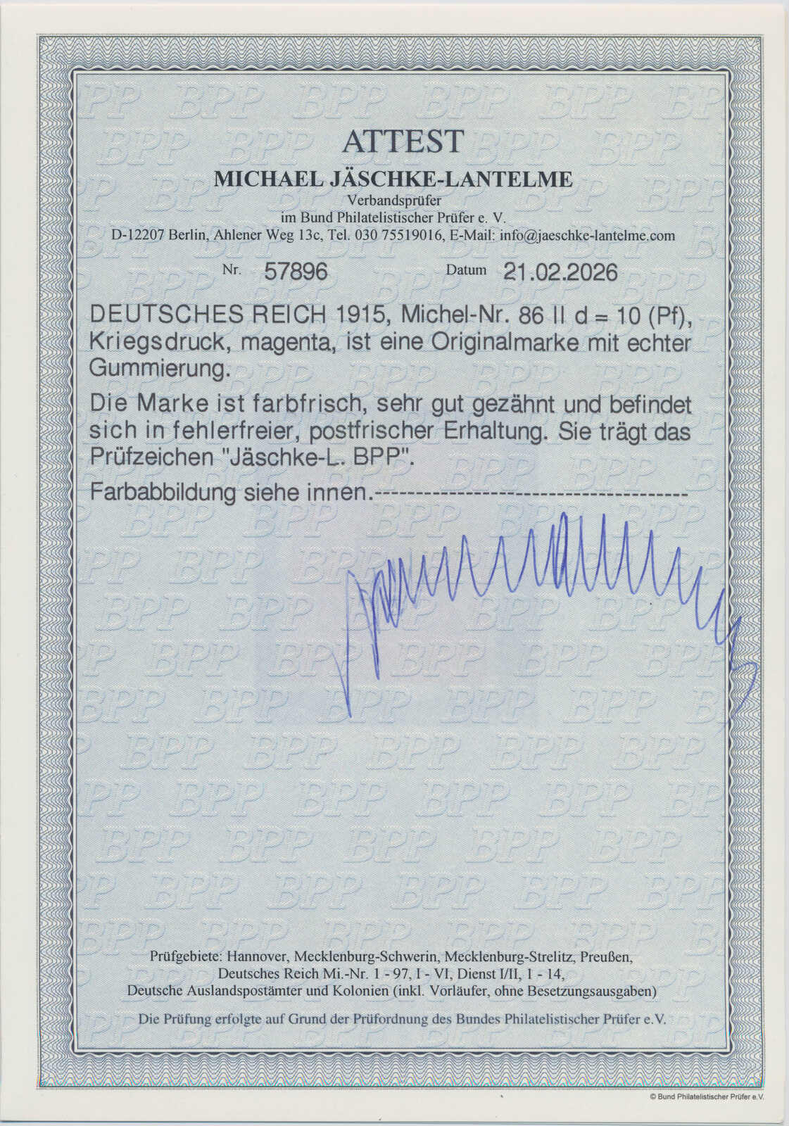 Deutsches Reich 1915 MiNr. 86 II d