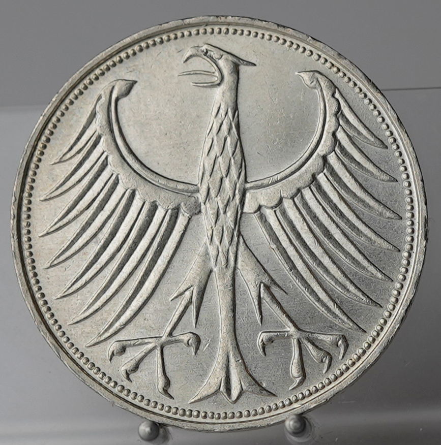 BRD 5 DM Silberadler 1957 D, Jaeger 387