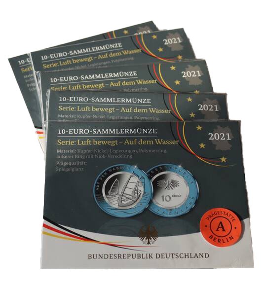 BRD 2021 5 x 10 Euro Auf dem Wasser PP BRD 2021 5 x 10 Euro Auf dem Wasser PP