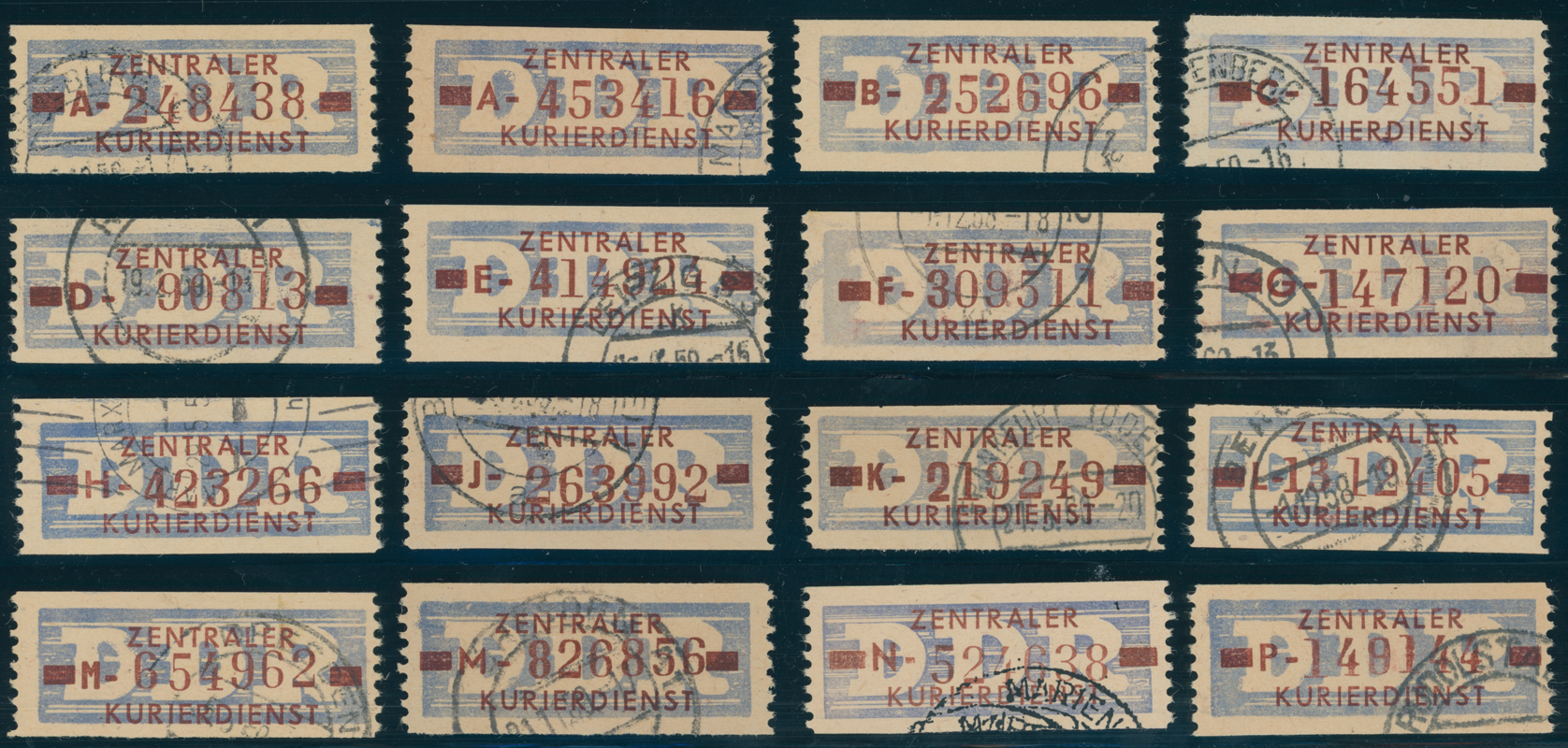 DDR-Dienst MiNr. B 20, fast komplette Serie mit 16 Stück