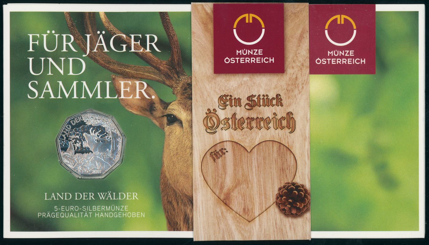 ÖSTERREICH 5 Euro 2011 Silber Land der Wälder