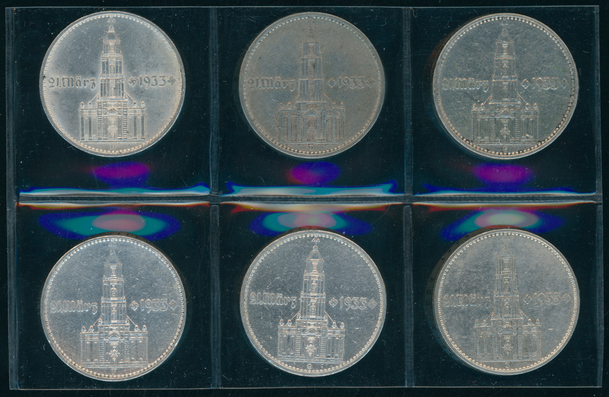 DRITTES REICH 2 Reichsmark Garnisonkirche mit Datum 1934 A-J Komplettsatz Jaeger 355