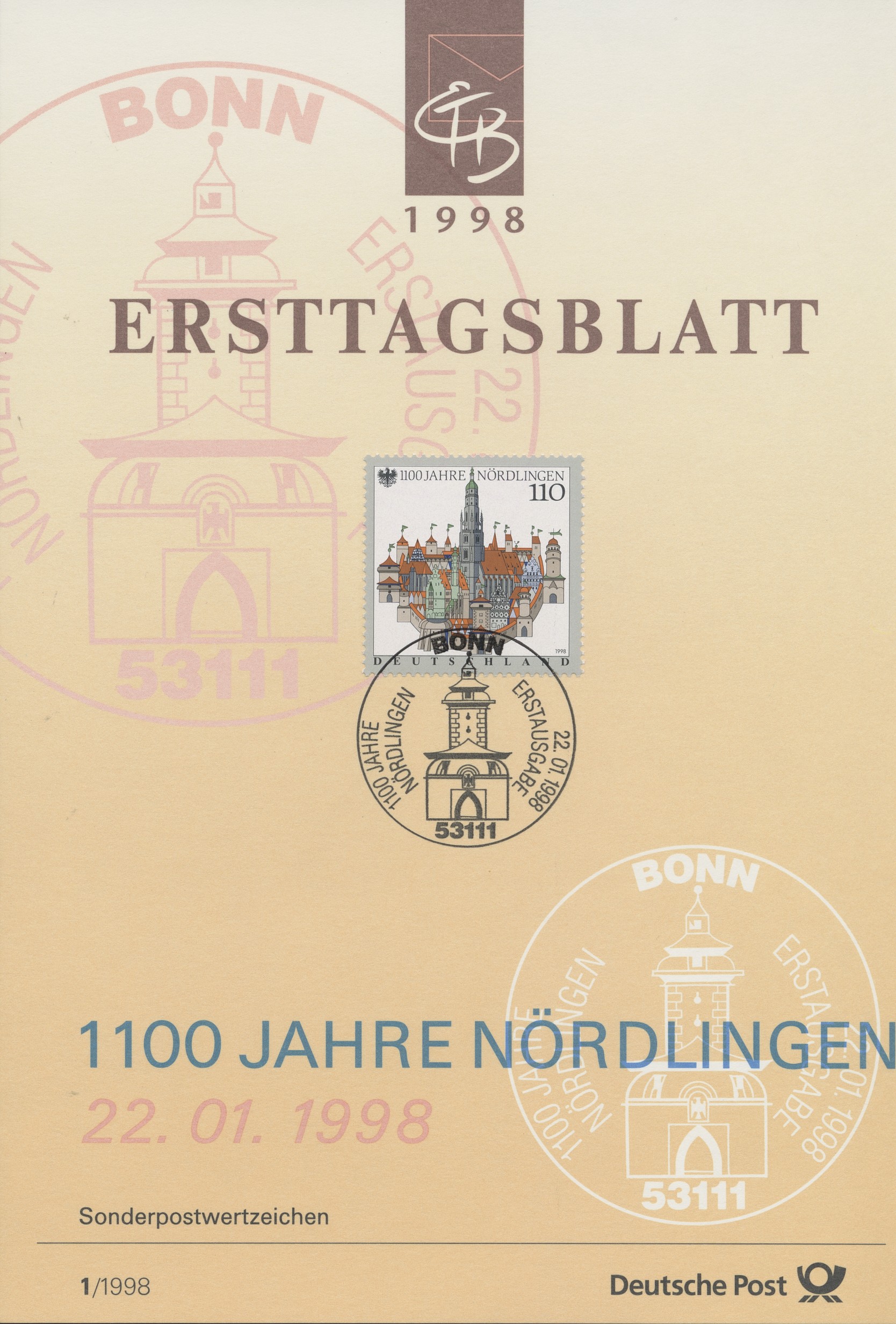 BRD Ersttagsblätter Jahrgang 1998