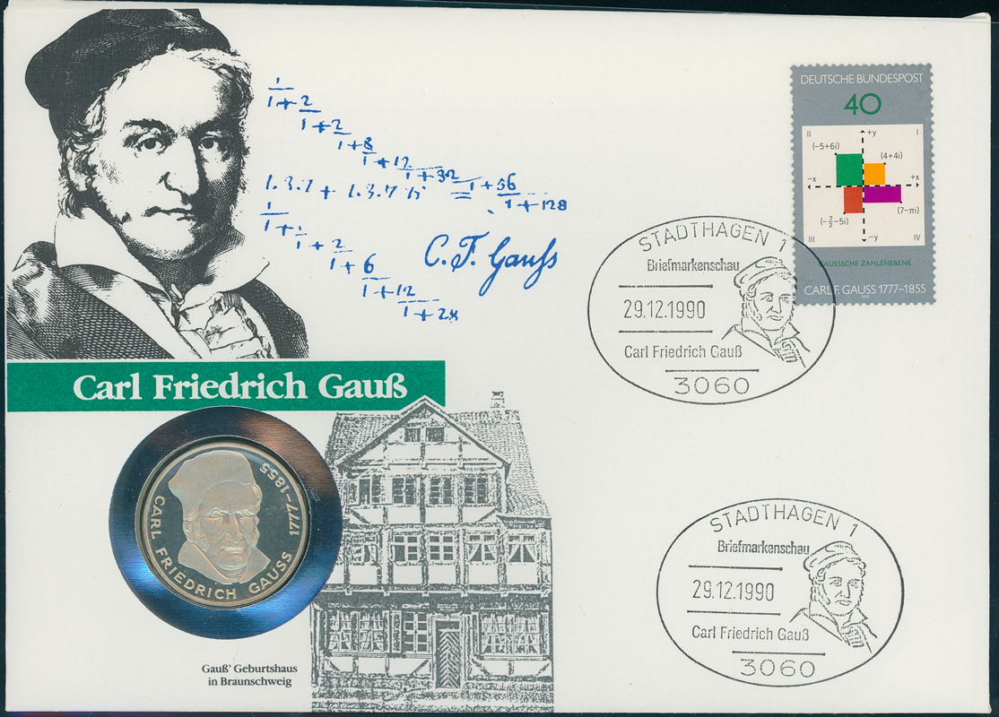 BRD 1977/1990 Numisbrief Carl Friedrich Gauß
