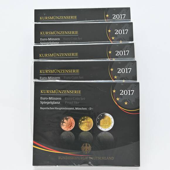 BRD 2017 Kursmünzsätze ADFGJ komplett PP